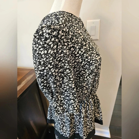 Vintage 80's In Cinq Women's Dress •Size 12• Made In USA Black Floral Ruffle - Picture 7 of 12